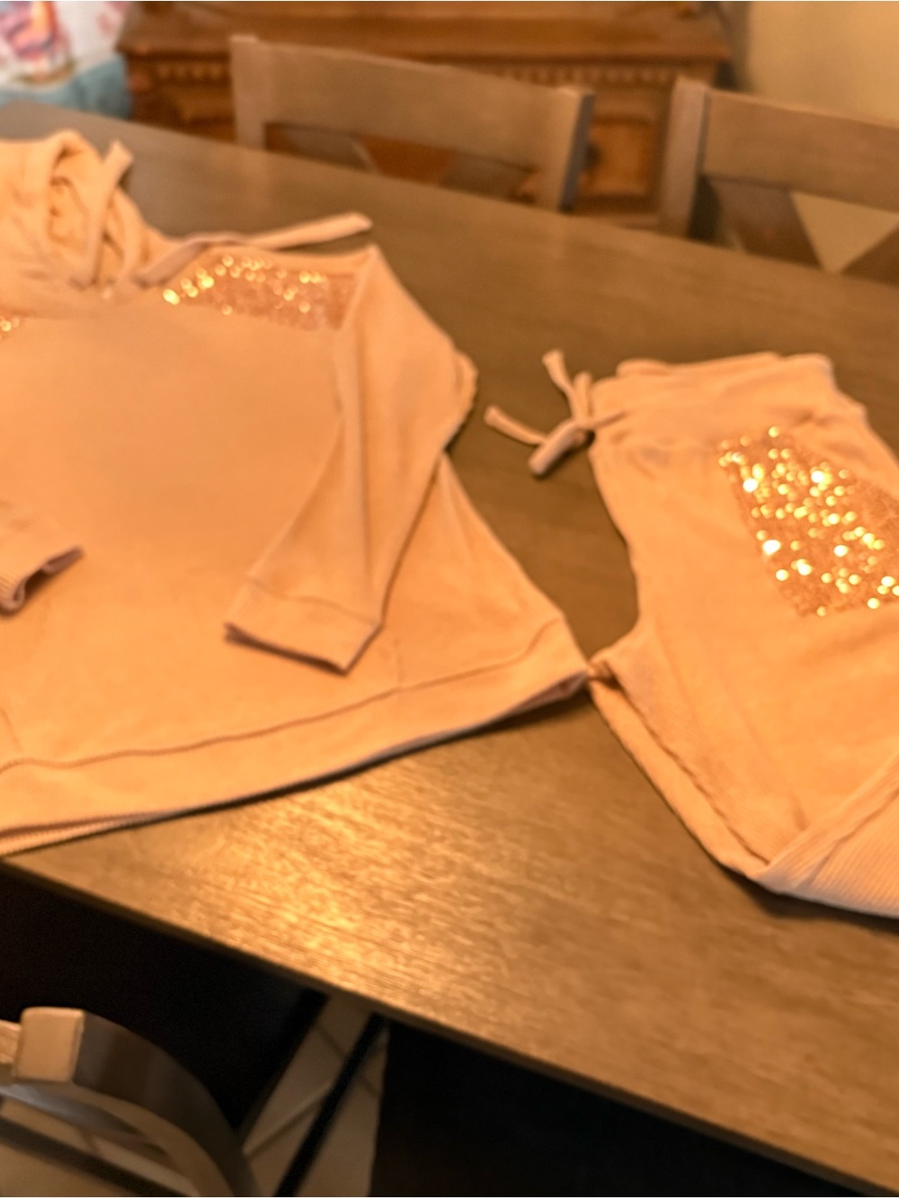 Girls' Sequin Pocket Jogger Set - Light Pink